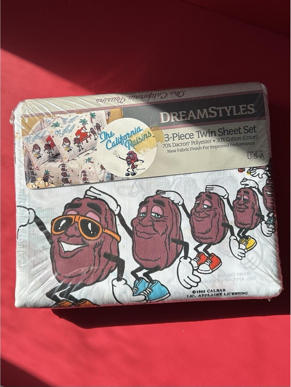 Vtg 1988 California Raisins Twin Sheets New In Packaging